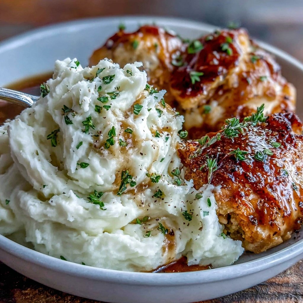 Mashed Potatoes With Crispy Baked Chicken