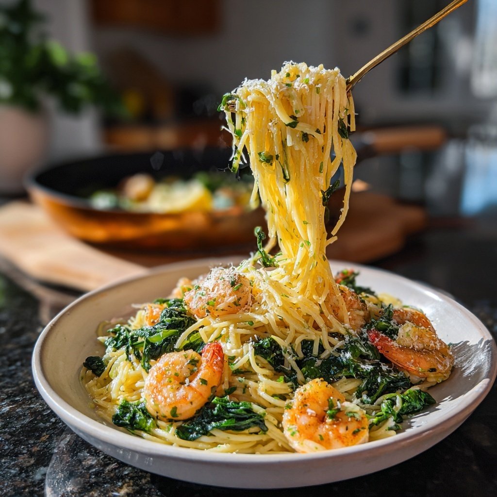 Angel Hair Pasta With Shrimp And Spinach