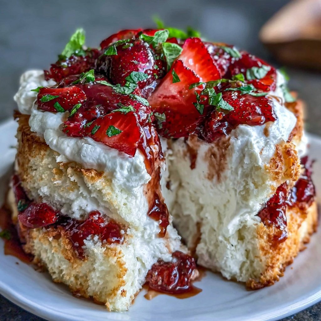 Strawberry Angel Food Cake Layer Dessert