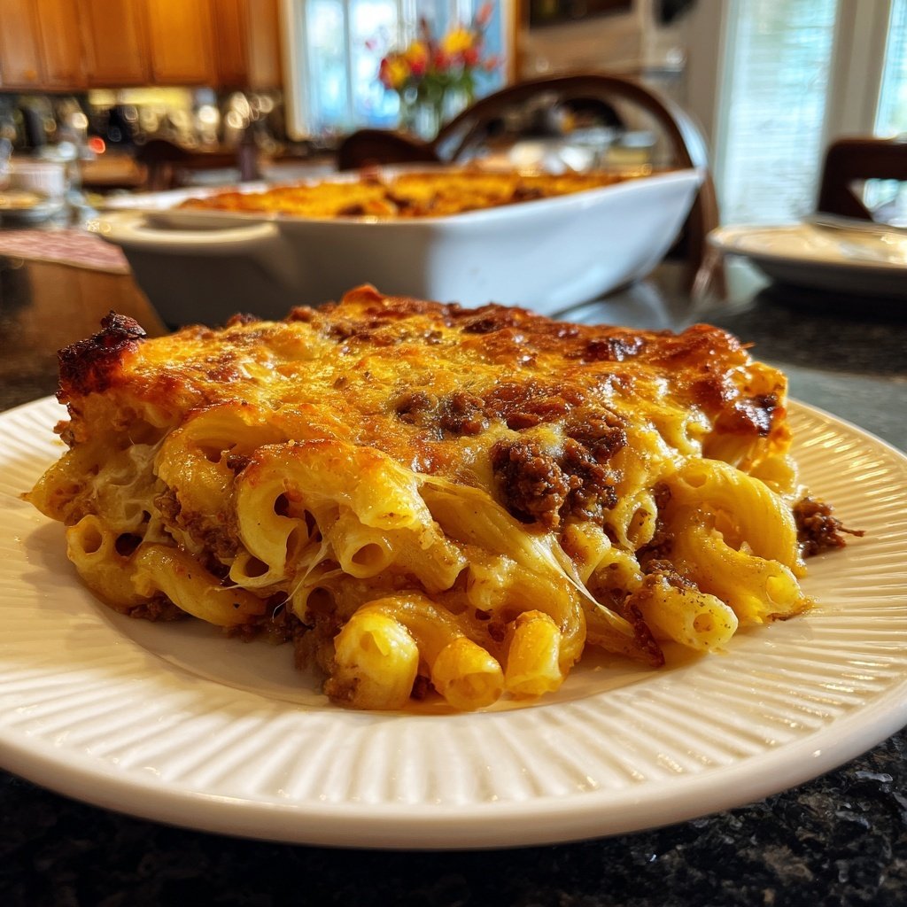 Ground Beef And Pasta Bake With Cheese