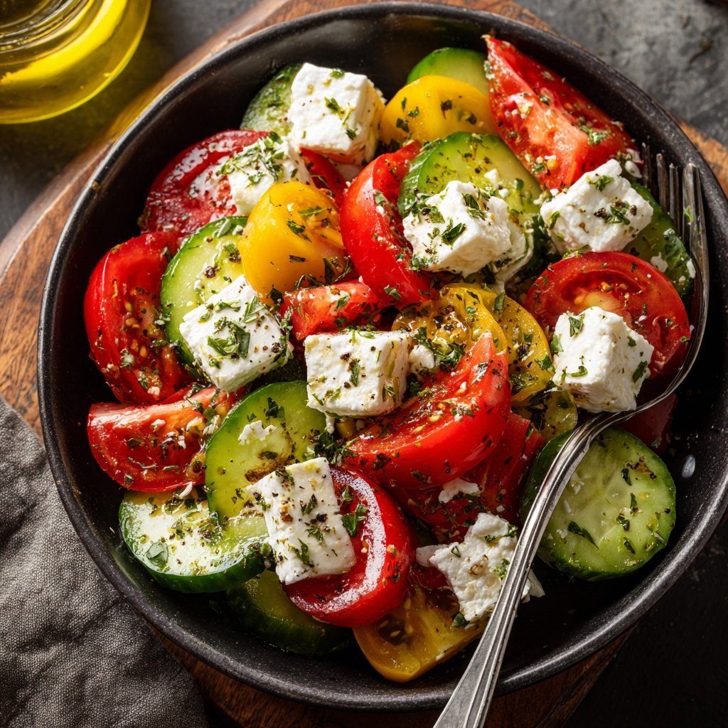 Mediterranean Cucumber Tomato Feta Salad