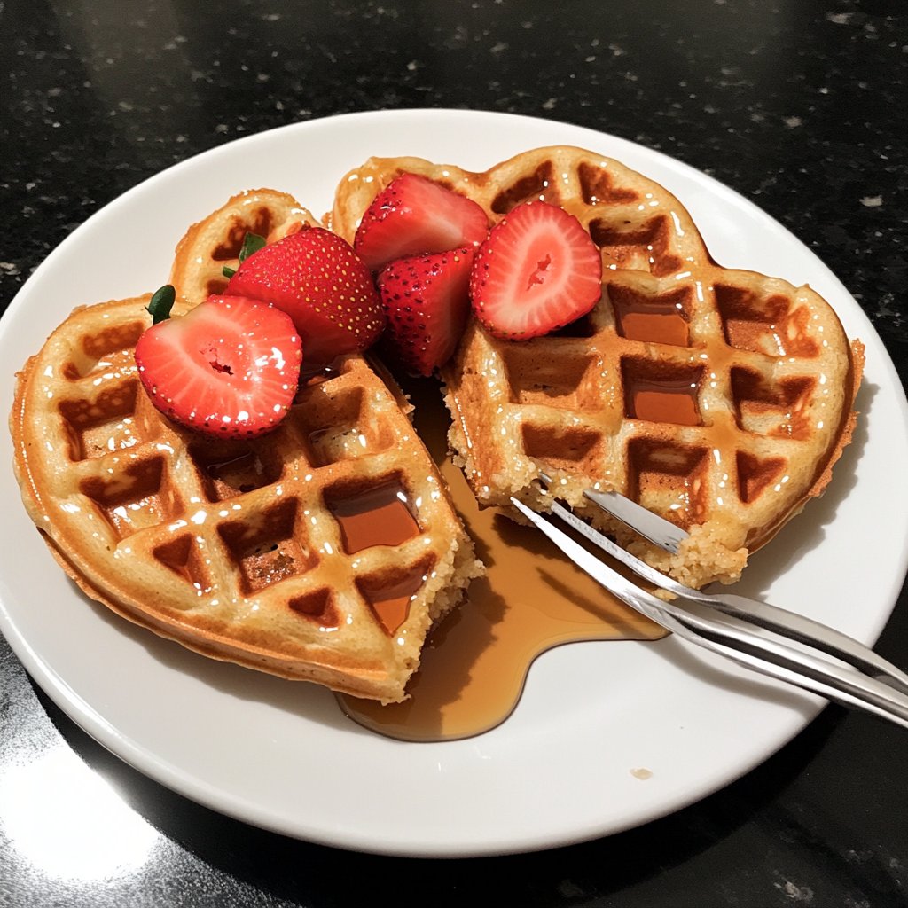 Valentine Breakfast Heart Shaped Waffles