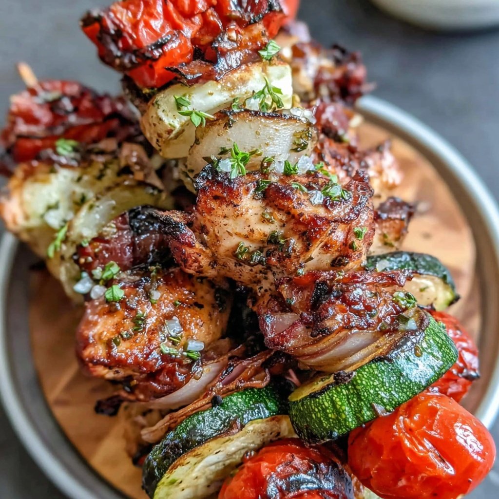 Healthy Grilled Chicken And Veggie Skewers